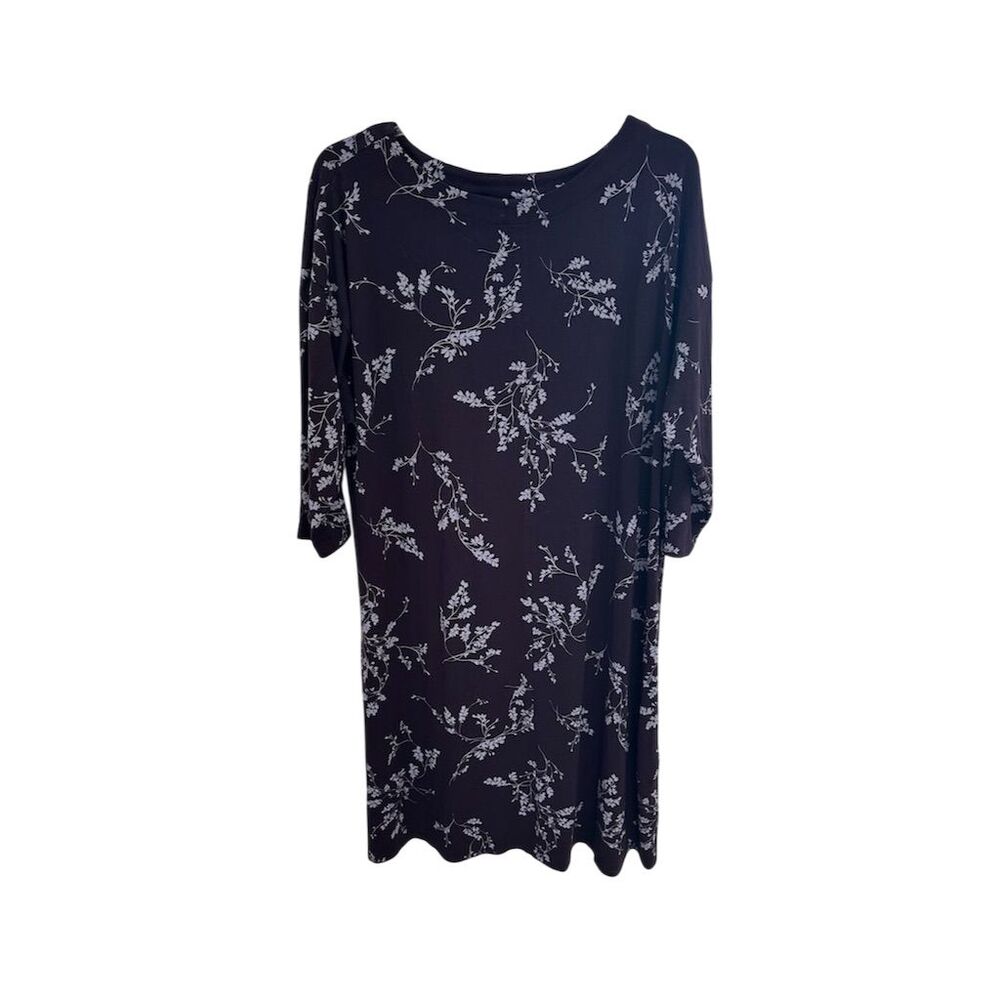 J. Jill Women's SZ XL Purple Floral‎ 3/4 Sleeve Dress SI30